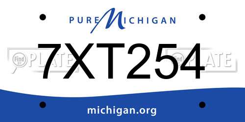 7XT254 Michigan License Plate