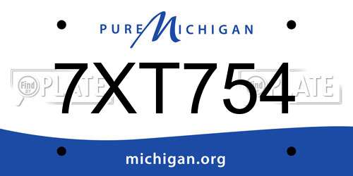 7XT754 Michigan License Plate