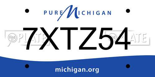 7XTZ54 Michigan License Plate