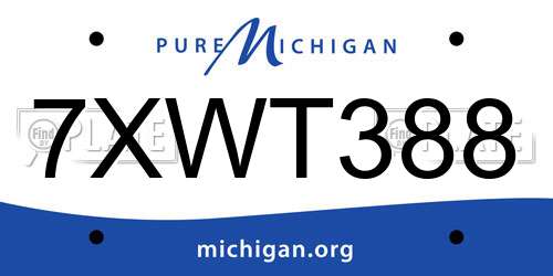 7XWT388 Michigan License Plate