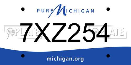 7XZ254 Michigan License Plate