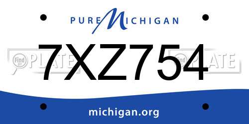 7XZ754 Michigan License Plate