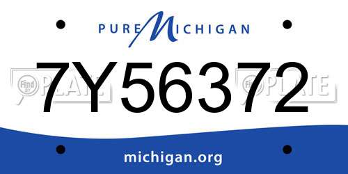 7Y56372 Michigan License Plate