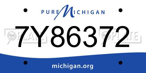 7Y86372 Michigan License Plate