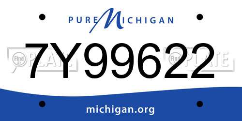 7Y99622 Michigan License Plate