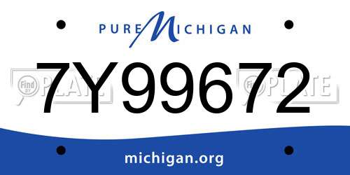 7Y99672 Michigan License Plate