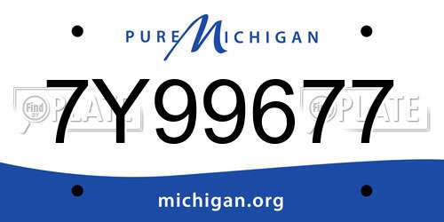 7Y99677 Michigan License Plate
