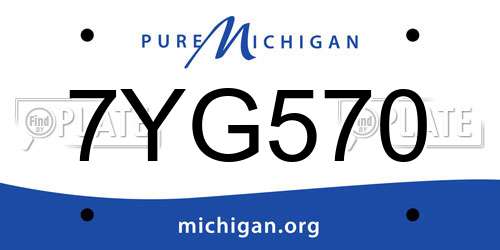 7YG570 Michigan License Plate
