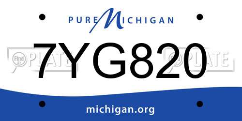 7YG820 Michigan License Plate