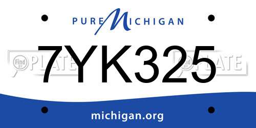 7YK325 Michigan License Plate