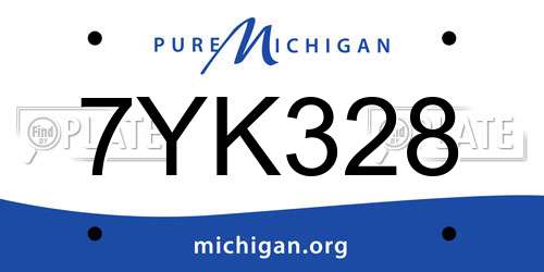 7YK328 Michigan License Plate