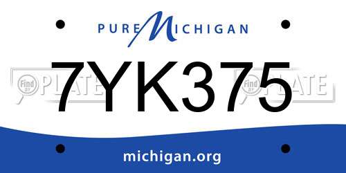 7YK375 Michigan License Plate