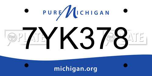 7YK378 Michigan License Plate