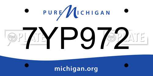 7YP972 Michigan License Plate