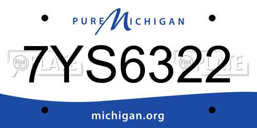 7YS6322 Michigan License Plate