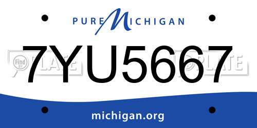 7YU5667 Michigan License Plate