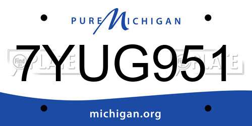 7YUG951 Michigan License Plate