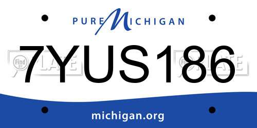 7YUS186 Michigan License Plate