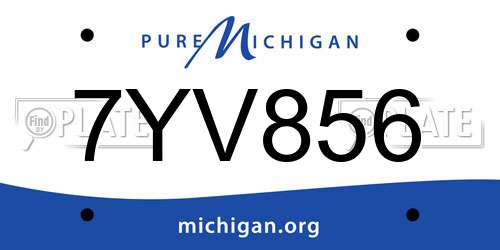 7YV856 Michigan License Plate