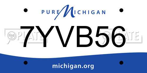 7YVB56 Michigan License Plate