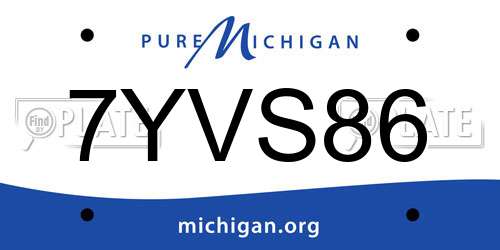 7YVS86 Michigan License Plate
