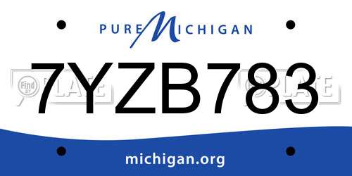 7YZB783 Michigan License Plate