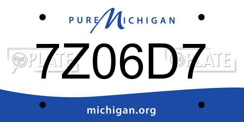 7Z06D7 Michigan License Plate