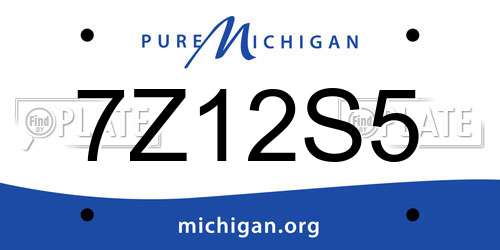7Z12S5 Michigan License Plate