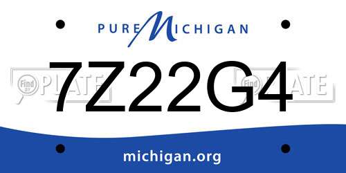 7Z22G4 Michigan License Plate