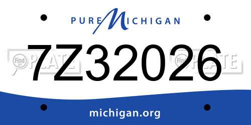 7Z32026 Michigan License Plate