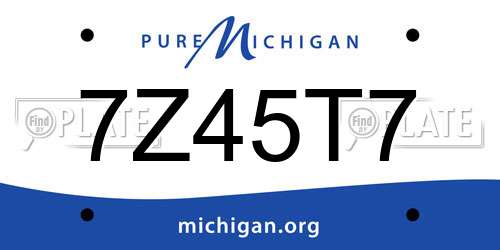 7Z45T7 Michigan License Plate