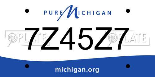 7Z45Z7 Michigan License Plate
