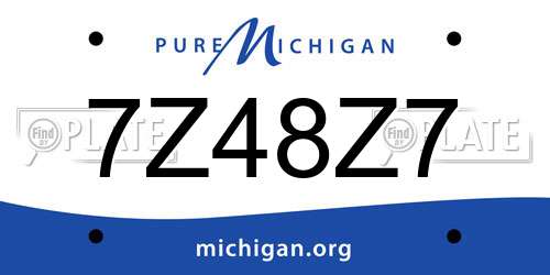 7Z48Z7 Michigan License Plate