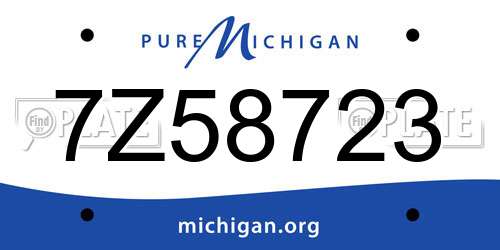 7Z58723 Michigan License Plate