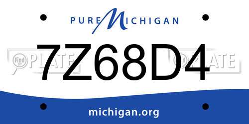 7Z68D4 Michigan License Plate
