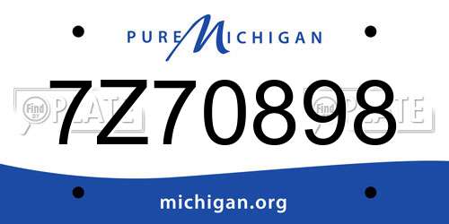 7Z70898 Michigan License Plate