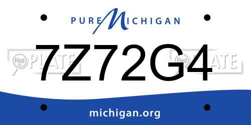 7Z72G4 Michigan License Plate