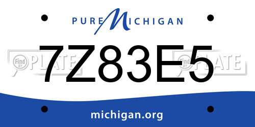 7Z83E5 Michigan License Plate
