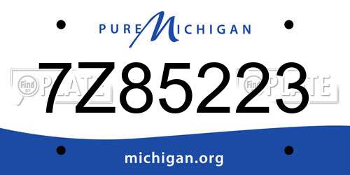 7Z85223 Michigan License Plate