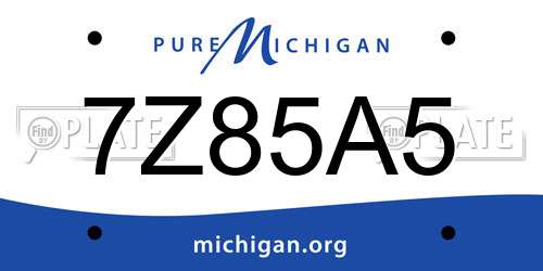 7Z85A5 Michigan License Plate