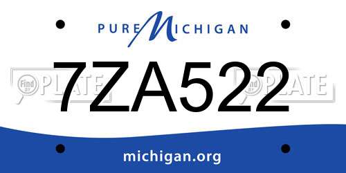 7ZA522 Michigan License Plate