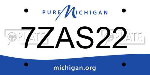 7ZAS22 Michigan License Plate