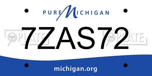 7ZAS72 Michigan License Plate