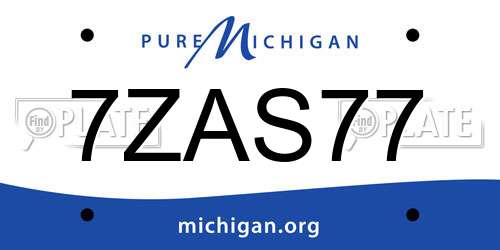 7ZAS77 Michigan License Plate
