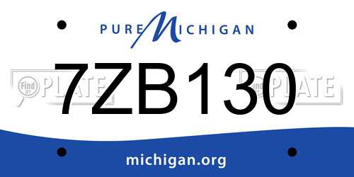 7ZB130 Michigan License Plate