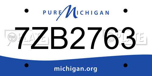 7ZB2763 Michigan License Plate