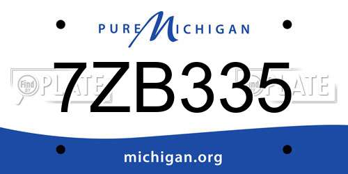 7ZB335 Michigan License Plate