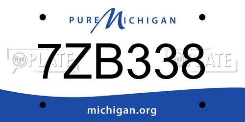 7ZB338 Michigan License Plate