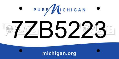 7ZB5223 Michigan License Plate