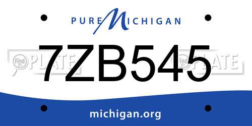 7ZB545 Michigan License Plate